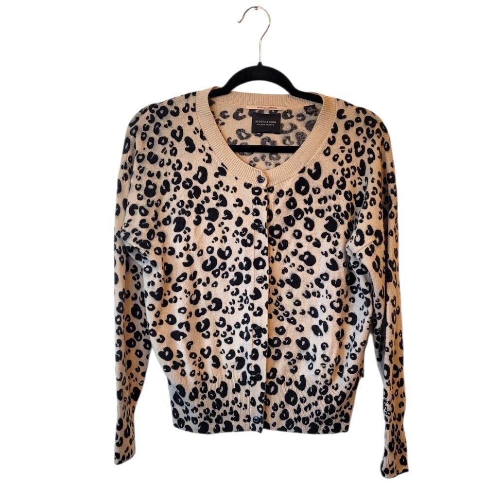Scotch & Soda Wool/Cashmere Blend Leopard Print Cardigan Women's Size XS